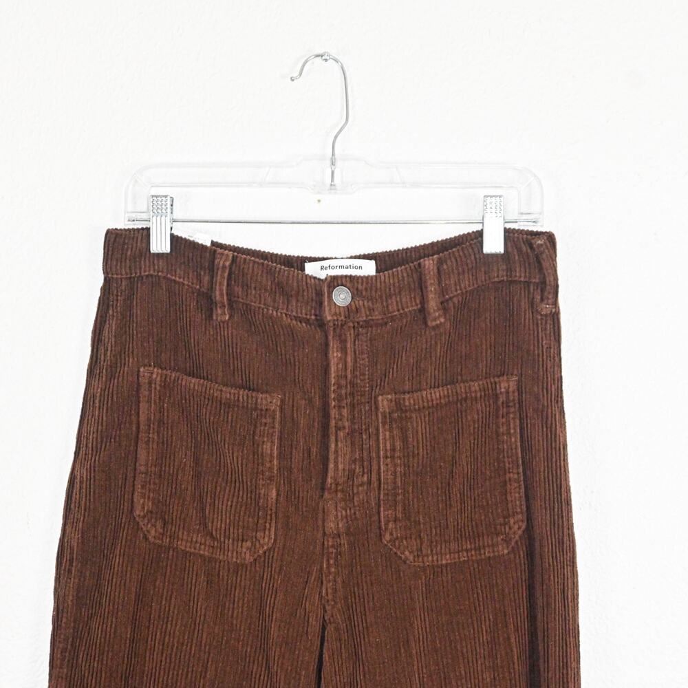 Reformation Alyssa High Rise Wide Leg Corduroy Pants Brown sz 29 - Picture 7 of 10